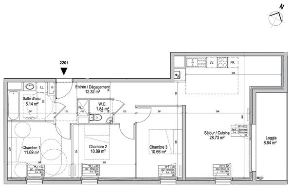 Appartement Nancy 4 pièce(s) 81.27 m2 - Vente VEFA - NEUF - Frais de notaire offerts jusqu'au 30 avril 2025 -
