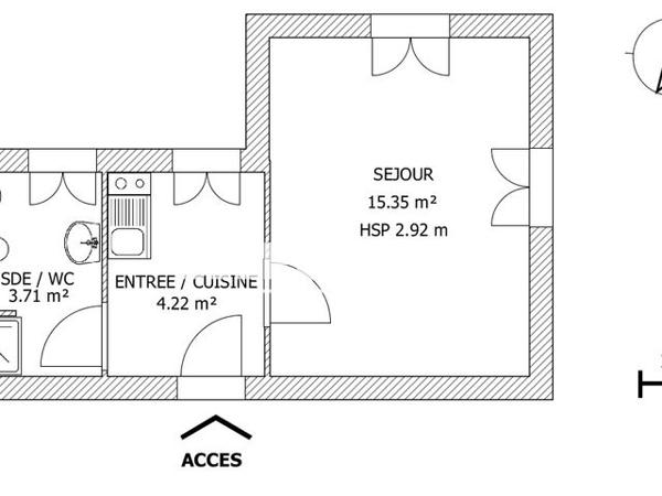 Location Studio 23.28 m² - 54 AVENUE EMILE COSSONNEAU A Noisy Le Grand 93160