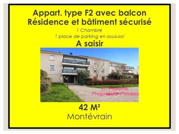Appartement avec balcon Montevrain 2 pièce(s) 42 m2