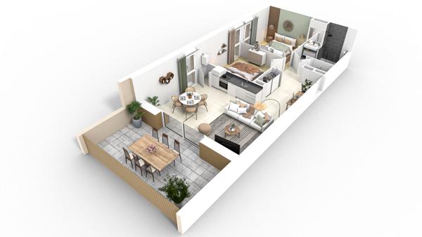 À vendre : Appartement de 66m2, deux chambres, avec grand balcon à Saint Hilaire de Riez