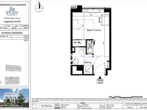 Studio meublé - Résidence étudiante So Study - Saint Marceau