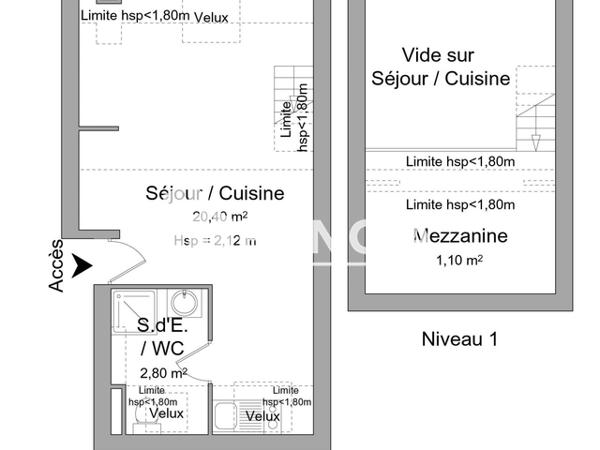 Location Studio meublé 24.3 m² - 26 RUE JEAN-JACQUES ROUSSEAU Le Havre 76600