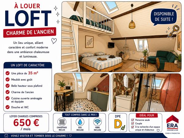ORLEANS HYPERCENTRE - Appartement 1 pièce(s) 36 m² meublé - chauff, eau et fibre inclus