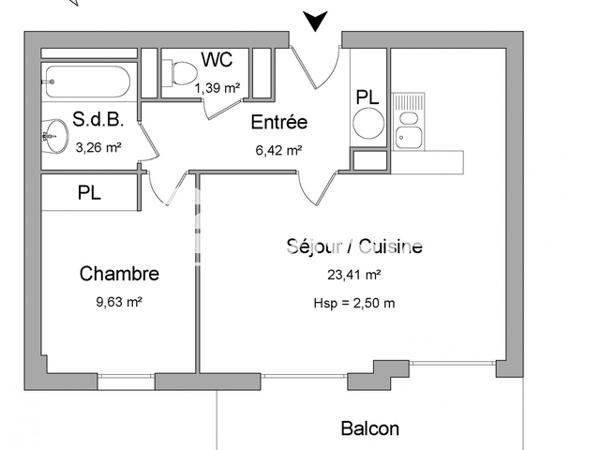Location Appartement 2 pièces 44.11 m² - 39 ALLEE DE LA BOISSIERE Audenge 33980
