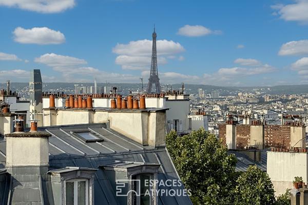 Dernier étage Montmartrois avec balcons et vues aux Abbesses