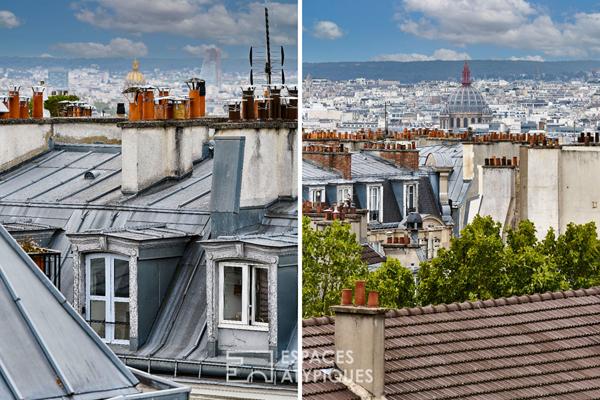 Dernier étage Montmartrois avec balcons et vues aux Abbesses