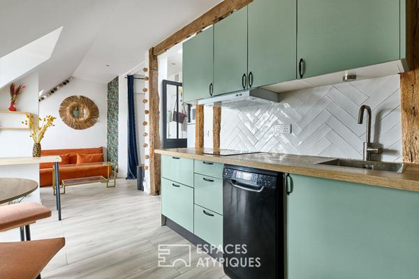 Dernier étage Montmartrois avec balcons et vues aux Abbesses