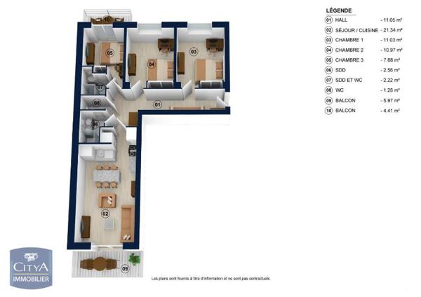Location appartement Grenoble (38) 4 pièces 69.81m²