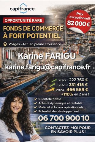 Fonds de commerce GARAGE / ENTRETIEN AUTOMOBILES de 900 m2 avec PARKING BUREAUX à vendre proche de XERTIGNY (88)