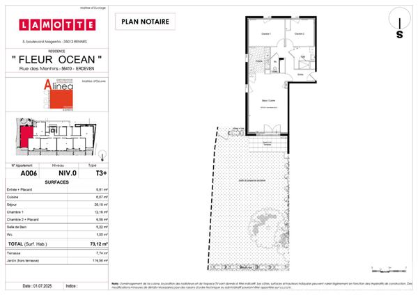 À vendre à Erdeven - Appartement 3 pièces - Programme neuf - Centre ville