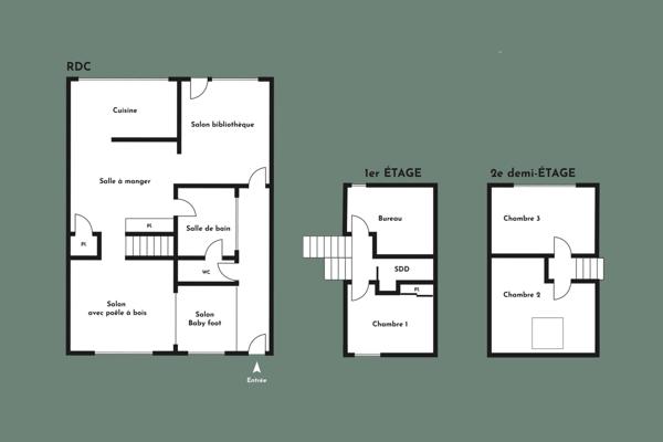 Maison Familiale - 3 chambres + bureau - Jardin & vaste dépandance - Quartier La Perverie