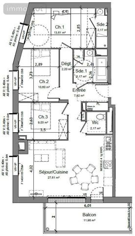Appartement à louer à Angers dans le Maine-et-Loire (49100), ref : 49009-L102   
St-Serge St-Michel