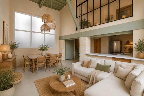 Ancienne grange du XIXe siècle entièrement climatisée réinventée en maison-loft d’architecte