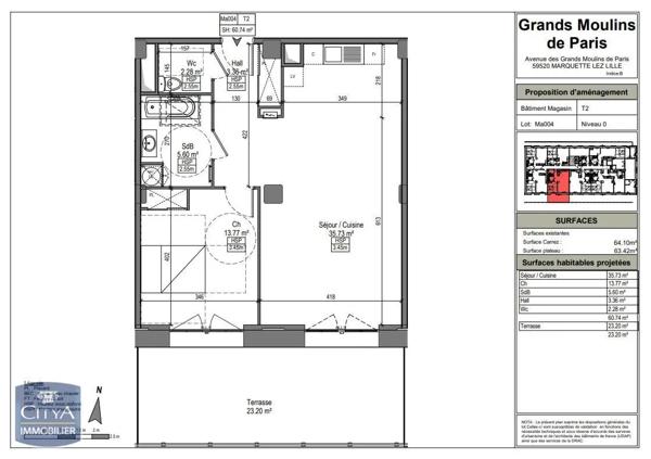 Appartement à louer 2 pièces 59.22m²