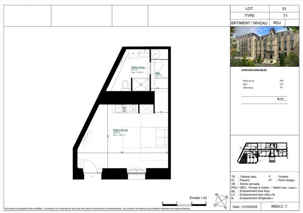 Appartement T1 à vendre  1 pièce - 36,10 m2 ARCACHON - 33