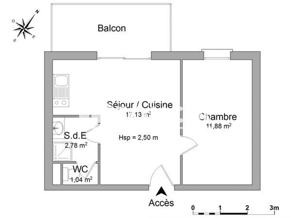 Location Appartement meublé 2 pièces 32.83 m² - 57 AVENUE JEAN MONNET La Rochelle 17000