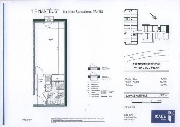 Appartement 1 pièce - 44300 Nantes -  Bourgeonnière-Petit Port