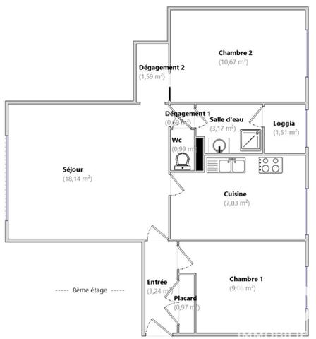 Appartement à vendre 3 pièces 56 m² Ivry-sur-Seine