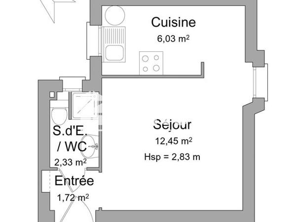 Location Studio 22.53 m² - SQUARE ALEXANDRE III Biarritz 64200