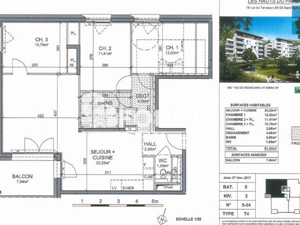 Location Appartement 4 pièces 81.5 m² - 22 RUE DU TENAISON Saint-egreve 38120