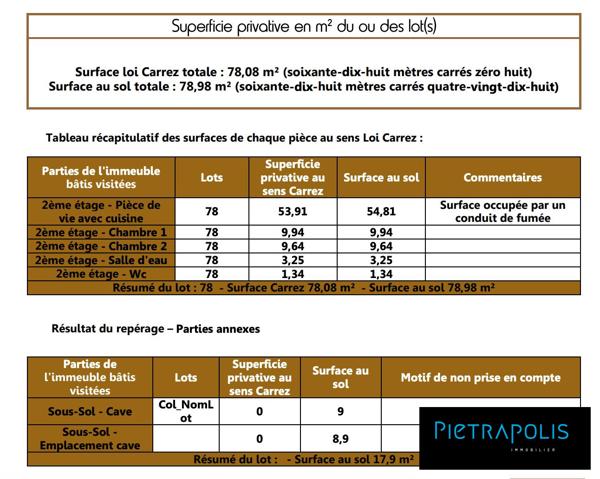Place carnot - T3 de 79m2 avec une pièce de vie de 54m2