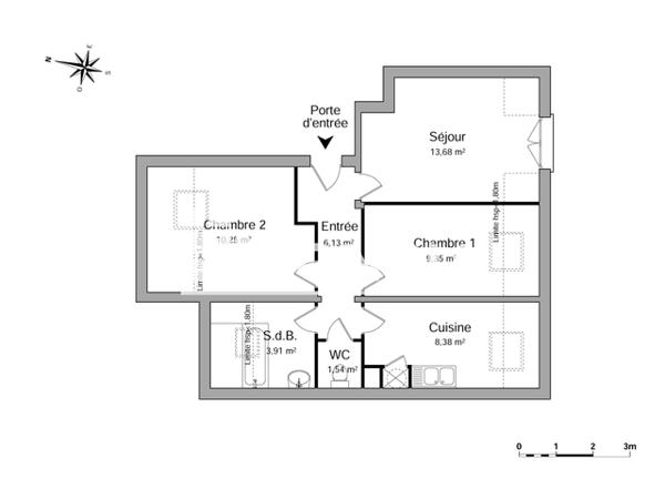 Location Appartement 3 pièces 53.24 m² - 18 RUE GOLBERY Colmar 68000