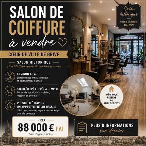 Vente                                                      Fonds de commerce
                        
                     1 pièces                      40 m2                     à Brive-la-Gaillarde