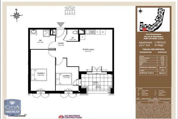 Appartement à louer 3 pièces 59.4m² Port-de-Bouc (13110)