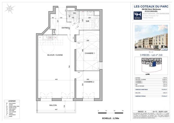 Appartement F3 à vendre  3 pièces - 72 m2 DRAVEIL - 91