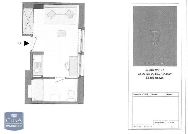 Appartement à louer 1 pièce 17.47m²