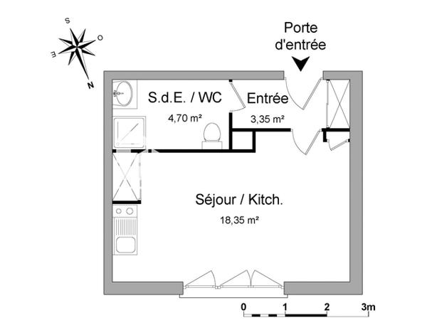 Location Studio 26.4 m² - 29 RUE JEAN RONDEAUX Rouen 76100