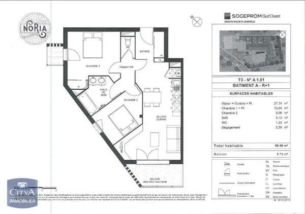Appartement à louer 3 pièces 59.48m²