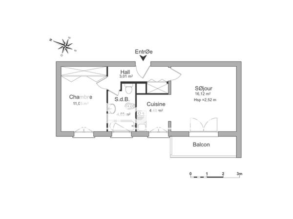Location Appartement 2 pièces 39.19 m² - 52 TRAVERSE REGNY Marseille 13009