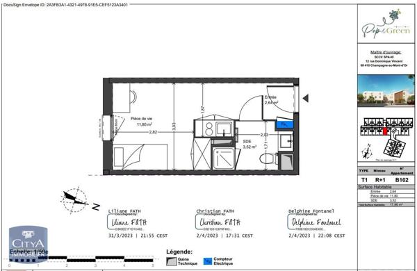 Location appartement Saint-Priest (69800) 1 pièce 17.96m²