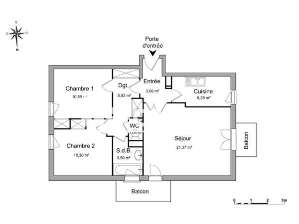 Location Appartement 3 pièces 62.76 m² - 1 RUE DU BRESIL BAT A Orleans 45000