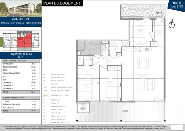 Appartement T4 à vendre  4 pièces - 93,15 m2 ONDRES - 40