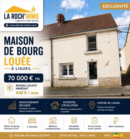 INVESTISSEMENT CLÉ EN MAIN. Maison louée à Ligueil [REF. 6825]