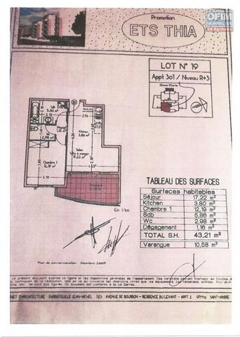 A vendre T2 à Ste Clotilde, residence Coquelicot 3, chemin Finette.