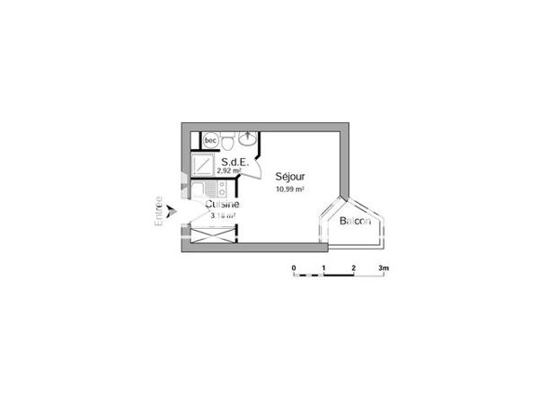 Location Studio 17.1 m² - 14 RUE DU DOCTEUR CALMETTE Caen 14000