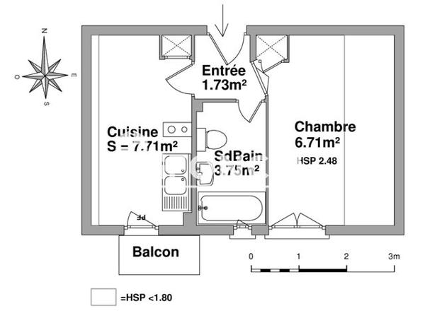 Location Studio 19.9 m² - 07, IMPASSE DE L'AVIATION Tarbes 65000