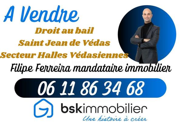 A vendre droit au bail 3/6/9
Secteur halle Védasiennes

Tout commerce sauf nuisance ou restauration nécessitant une extraction.
Bail à reprendre ou bail neuf direct bailleur.

Surface environ 60m² sur deux niveaux
Locaux impeccables très bien entretenus et aux normes.
Accès PMR, Climatisation

Loyer 1475 HT
Provisions pour charges 220€ incluant TF
Assujetti à TVA

Possibilité de demande de terrasse (mairie)

Parking facile