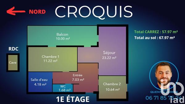 Appartement à vendre 3 pièces 58 m² Saint-Martin-de-Seignanx