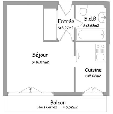 Appartement Orleans 1 pièce 28.08 m2 avec parking - chauffage compris