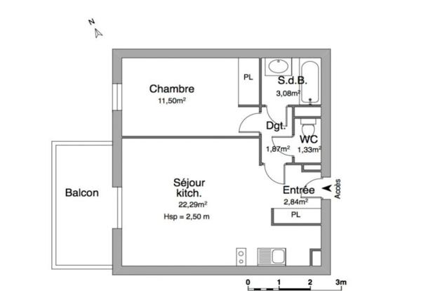 Appartement T2 avec balcon