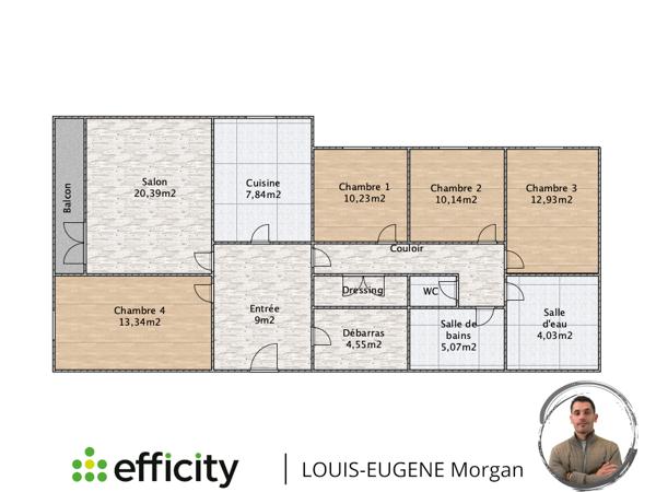 Appartement 5 pièces - 106 m² Exclusivité efficity