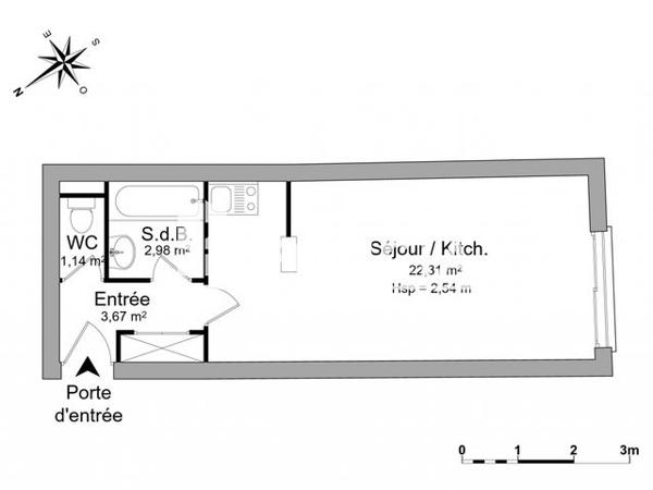 Location Studio 30.1 m² - 21 RUE ALEXANDRE FATTON Amiens 80000
