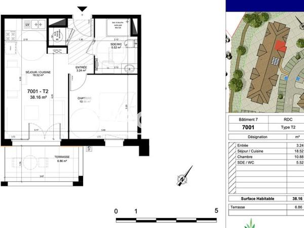 Location Appartement 2 pièces 38.16 m² - Saint-vincent-de-tyrosse 40230