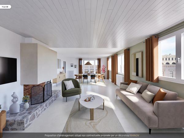 DANTON 128 m² dernier étage très lumineux, terrasse, vue, 2 caves, 2 stationnements