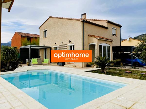 Maison 4 faces 3 chambres piscine garage Prades(66)