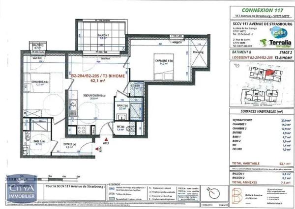 Appartement à louer 3 pièces 62.1m² Metz (57050)